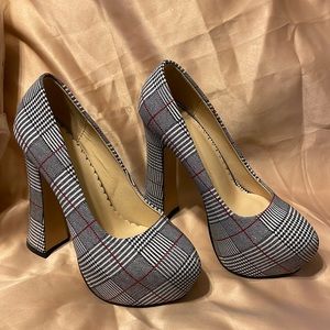 Plaid platform high heels